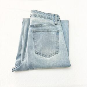 OAT NY Light Wash Wide Leg Raw Hem Cropped Zip Fly Denim Jeans Size 4 / 27